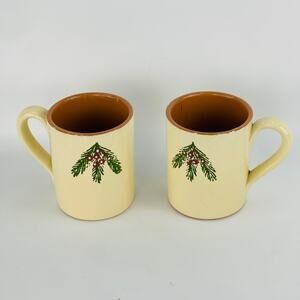 Furio Home Italy Holiday Pine Bow Mugs 15 oz